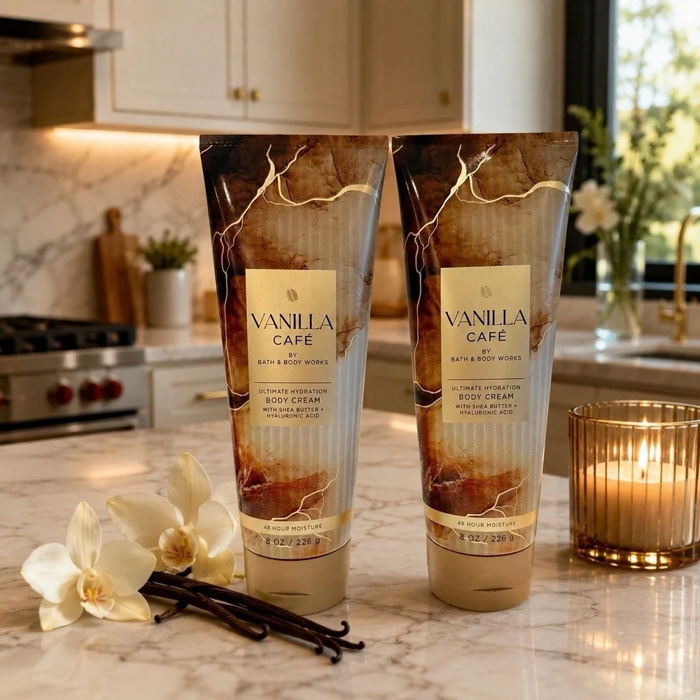 Bath & Body Works Vanilla Cafe Body Cream 8 oz Lot of 2 New Discontinued